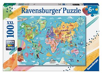 RAVENSBURGER Puzzle  XXL La carte du monde 100 pi&egrave;ces