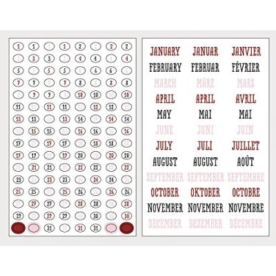 RAYHER  Hobby Sticker chiffres + mois, de couleur, 4&nbsp;Feuilles