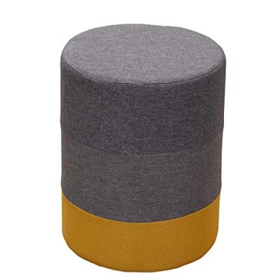 MOBILI REBECCA Repose-pieds en tissu et fibre de bois gris et jaune