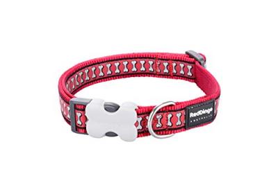 RED DINGO  Collier Chien R&eacute;fl&eacute;chissant Bones Rouge 24-37Cm X 15Mm 