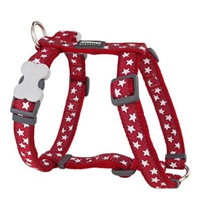 RED DINGO  - harnais design pour chien - rouge &eacute;toiles blanches - m