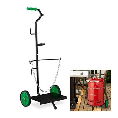 RELAXDAYS  Chariot de transport de Gaz Diable bonbonnes de gaz de 5 et 11 kgde Propane roues en caoutchouc acier noir