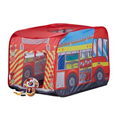 RELAXDAYS  Tente de jeu en forme de camion de pompiers pour enfants d&egrave;s 3 ans int&eacute;rieur/ext&eacute;rieur 70x110x70 cm rouge 