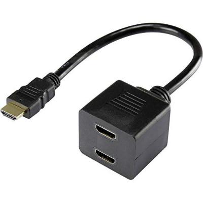 RENKFORCE Adaptateur Y HDMI RF-4212177 [1x HDMI m&acirc;le - 2x HDMI femelle] 20.00 cm noir contacts dor&eacute;s