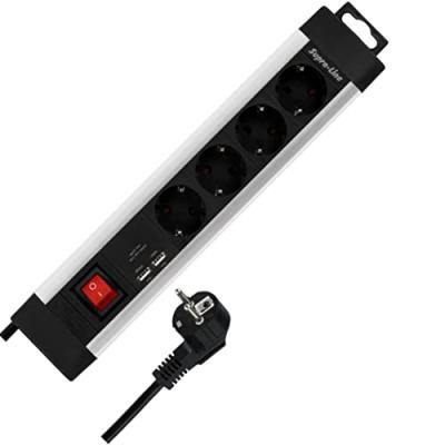 REV  bloc multiprise 4x noir + interrupteur usb supraline DFX-520081