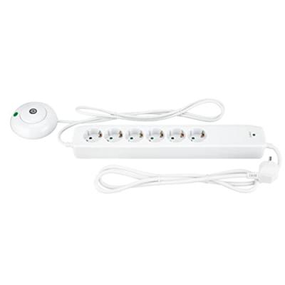 REV  Multiple Socket Outlet 6 Fold 1.5 M With Foot Switch Blanc