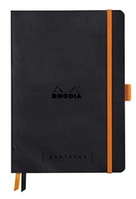 CLAIREFONTAINE  Rhodiarama Goalbook Carnet 240 Pages Num&eacute;rot&eacute;es Ivoire Dot &Agrave; Points A5 90 G Noir