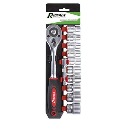 RIBITECH Kit 11 pi&egrave;ces cliquet + douilles 1/2"" - PRKOUT11/S - 