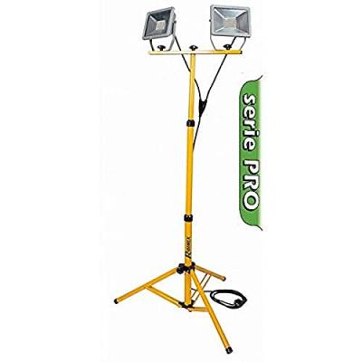 RIBIMEX Double Projecteur sur tr&eacute;pied jaune LED 2x30 W 