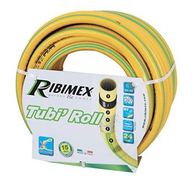 RIBIMEX Tuyau TUBIROLL anti-vissage 4 couches jaune, 50 m diam&egrave;tre 19 mm