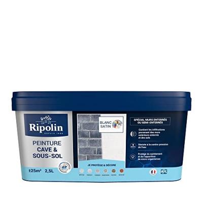 RIPOLIN Peinture cave sous-sol Blanc Satin Pot 2.5l