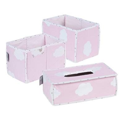  ROBA 2 Paniers de Rangements de Couches ""Kleine Wolke rosa"" + 1 Distributeur de lingettes