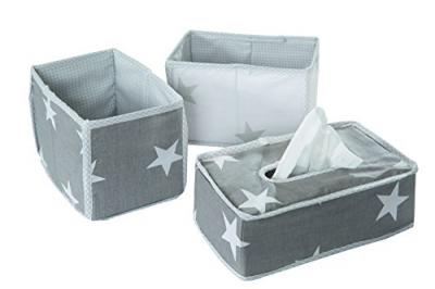 ROBA  2 Paniers de Rangements de Couches ""Little Stars"" + 1 Distributeur de lingettes