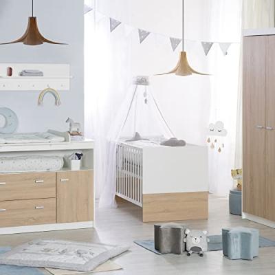 ROBA  Chambre B&eacute;b&eacute; Compl&egrave;te ""Gabriella""  - Lit &Eacute;volutif 70x140 + Commode &agrave; langer + Armoire