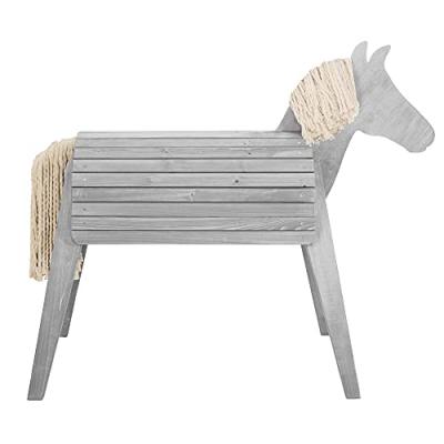 ROBA  Cheval d'Ext&eacute;rieur en bois massif pour Enfant - sans Bascule  - Gris