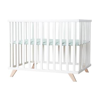 ROBA Parc B&eacute;b&eacute; Scandinave En Bois Massif + Tapis En Coton Bio Lil Planet Blanc - Vert Givr&eacute;