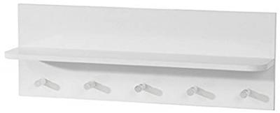 ROBA Porte-Manteau Murale en Bois ""Maren"" &agrave; 5 Crochets et 1 &Eacute;tag&egrave;re - Blanc