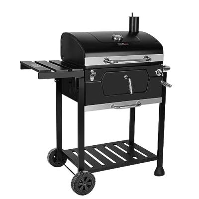 ROYAL GOURMET Barbecue &agrave; Charbon de Bois - Grilles de Cuisson en Acier Emaill&eacute; - Noir - 100 x 64,5 x 104,5 cm