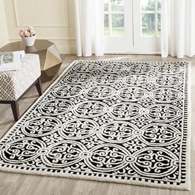 Tapis de salon interieur en noir & ivoire, 122 x 183 cm