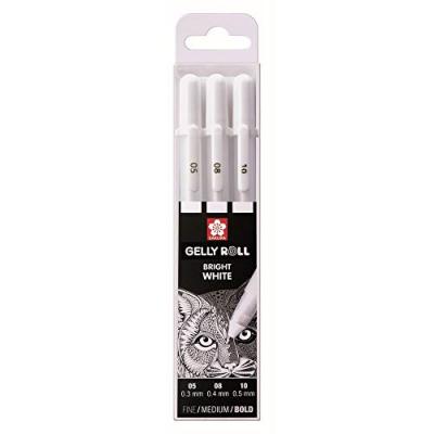 SAKURA  Stylo roller &agrave; encre gel Gelly Roll Bright White - Lot de 2