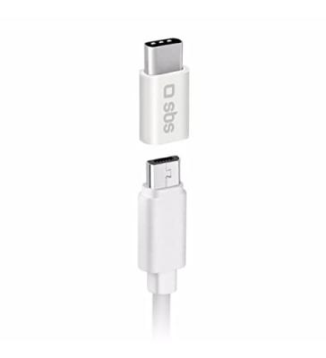 SBS  adaptateur usb micro-usb type b (f) pour usb-c (m) blanc 5291