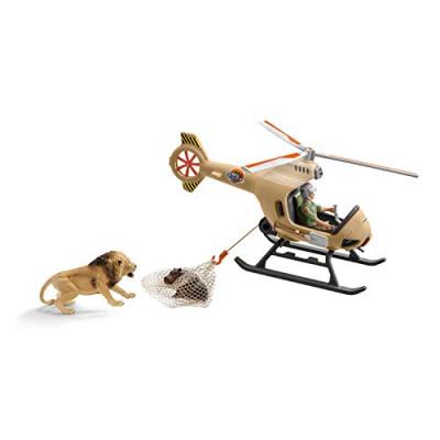 SCHLEICH  WILD LIFE H&eacute;licopt&egrave;re pour sauvetage d''animaux, Figurine