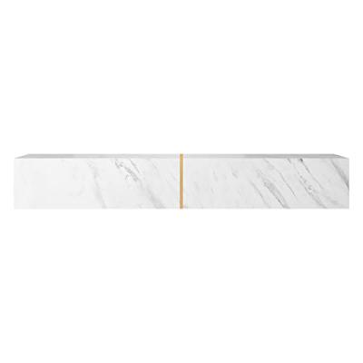 SELSEY  - bisira - Meuble tv 200 cm en marbre blanc avec insert dor&eacute;