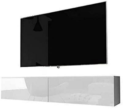 SELSEY Meuble tv - KANE - 140 cm - blanc mat / blanc brillant