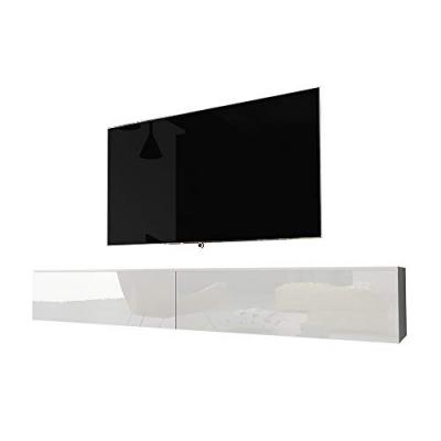 SELSEY  Kane - Meuble TV &agrave; Suspendre/Banc TV (Blanc Mat/Blanc Brillant, 180 cm, sans LED)