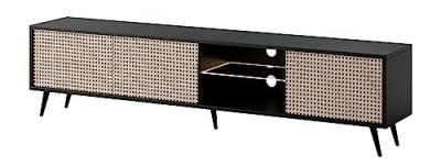 SELSEY  - bello - Meuble tv 175 cm, motif du tressage viennois, pieds noirs