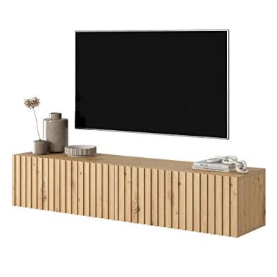 SELSEY Meuble TV - TELIRE - Meuble TV 140 cm en ch&ecirc;ne artisan avec fa&ccedil;ade frais&eacute;e