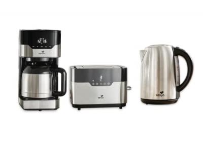 SENYA Set petit d&eacute;jeuner - Cafeti&egrave;re isotherme, Grille-pain tactile et Bouilloire inox 1,7L