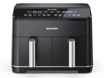 SHARP Friteuse sans huile  - Airfryer 8L - 1800 W - 2 tiroirs - 12 programmes - Noir 