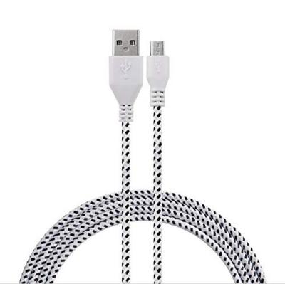 Cable Tresse pour Manette XBox One 3m Universel Chargeur Connecteur Micro USB Tissu Tisse Lacet Fil Nylon (BLANC) 