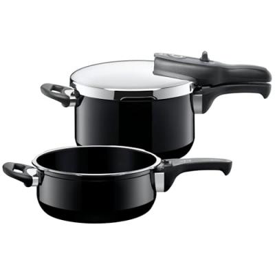SILIT  0007250014 Sicomatic T-Plus Duo Autocuiseur + Silargan sans Panier Acier Emaill&eacute; Noir 4,5 L