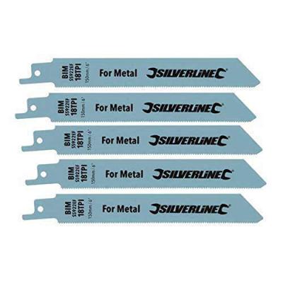 SILVERLINE  427542 Ensemble 5 lames de scie sabre 18 TPI 150 mm