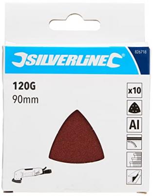 SILVERLINE Feuilles abrasives triangulaires auto-agrippantes 90 mm, 10 pcs, Grain 120, 120