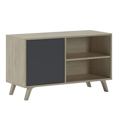 SKRAUT HOME Meuble TV porte gauche Puccini et Gris Anthracite