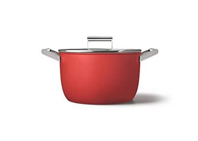 SMEG Faitout  CKFC2611RDM 26 cm Rouge avec couvercle en verre