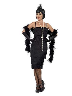 GENERIQUE Smiffys Costume jeune fille d&eacute;lur&eacute;e ann&eacute;es 20, Noir, avec robe longue, bandeau et gants - 2XL