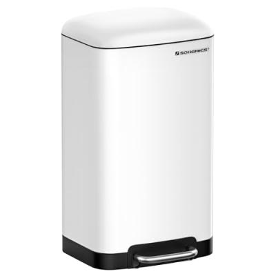 SONGMICS Poubelle 30L acier blanc