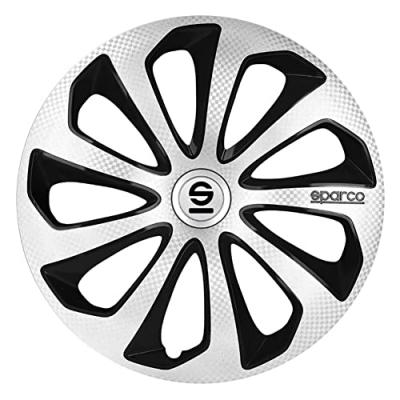 SPARCO  Enjoliveurs Sicilia 16 pouces ABS argent / noir lot de 4