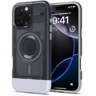 SPIGEN  Coque pour iPhone 16 Pro Max, Classic C1 MagFit, [Version R&eacute;tro] 6,9 Pouces - Graphite