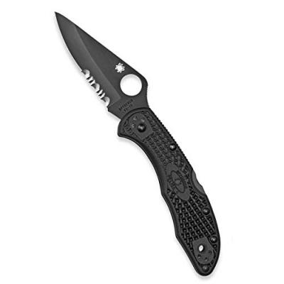 SPYDERCO  - c11psbbk - couteau  delica 4 tout noir a dents
