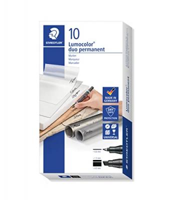 STAEDTLER Marqueur permanent  348 b lumocolor duo noir 10 unit&eacute;s