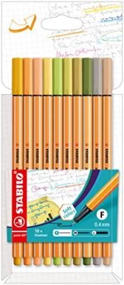STABILO  Feutre &agrave; pointe fine point 88, &eacute;tui carton de 10 - Lot de 2