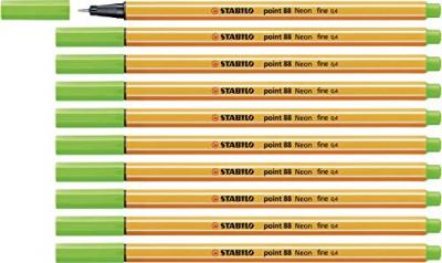 STABILO C/10  Point 88 Verde Neon N&ordm;033 Punta De Fibra 0,4Mm
