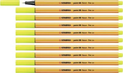 STABILO C/10  Point 88 Amarillo Neon N&ordm;024 Punta De Fibra 04