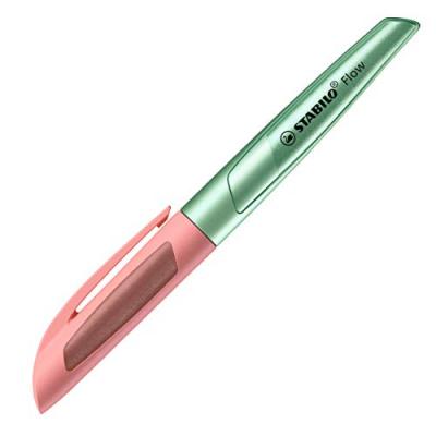 STABILO  Stylo plume Flow COSMETIC, vert m&eacute;tallis&eacute;/abricot - Lot de 2