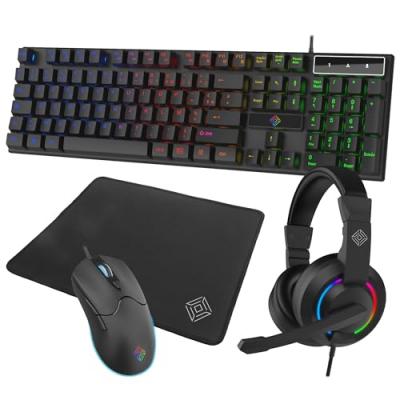 BRAND Pack d'accessoires gamer pour PC, Clavier AZERTY, Souris - Casque gaming, tapis de souris 